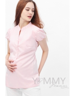 Рубашка с коротким рукавом для кормящих и беременных, розовая
