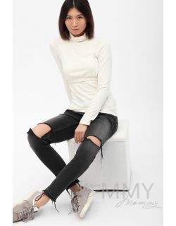 Водолазка для беременных и кормящих, цвет экрю