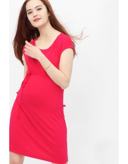 Платье для беременных и кормящих с горловиной "качелька", фуксия