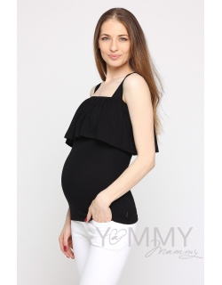 Топ с воланом для кормящих и беременных, цвет черный