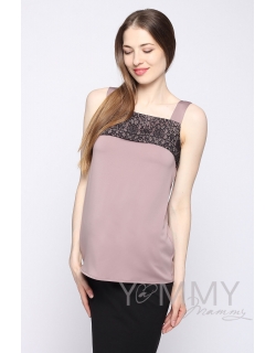 Майка для кормящих и беременных с кружевом, цвет капучино