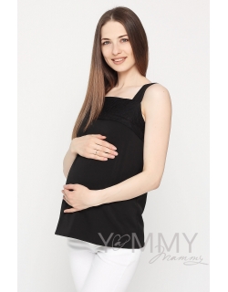 Топ с кружевом для кормящих и беременных, цвет черный