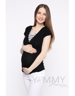 Футболка для беременных и кормящих, черная