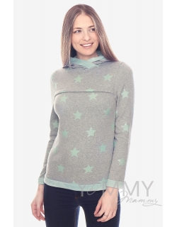 Толстовка с капюшоном на меху для кормящих и беременных, серый меланж