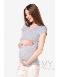 Футболка для беременных и кормящих, цвет серый меланж