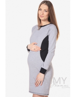 Платье спортивное для беременных и кормящих, серый меланж