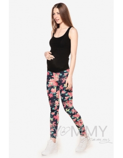 Джегинсы для родивших и беременных универсальные, с цветочным принтом