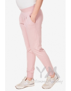 Брюки для беременных универсальные спортивные, жемчужно-розовые