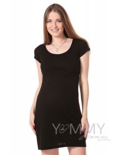 Платье для дома и сна ажурное черное