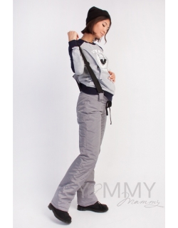 Брюки для родивших и беременных, утепленные универсальные серые