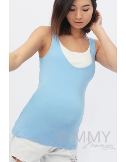 Майка для беременных и кормящих, цвет голубой с белым