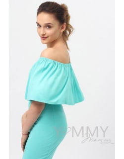 Платье "майка" для кормящих и беременных с воланом на плечах, ментол
