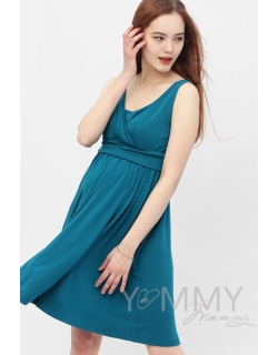 Платье-сарафан для беременных и кормящих, изумрудное