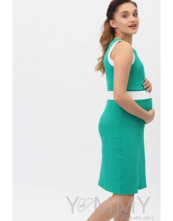 Платье для кормящих и беременных лакоста, ментол с белой отделкой