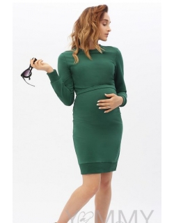 Платье-футляр для кормящих и беременных, малахит
