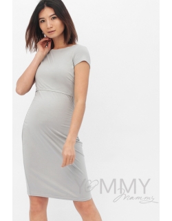 Платье для кормящих и беременных из модала с коротким рукавом, серый жемчуг