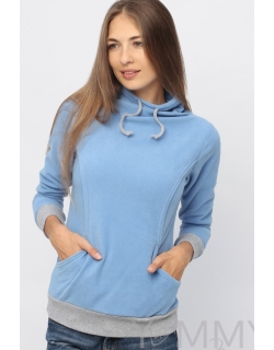 Толстовка для кормящих и беременных флисовая с завязками, цвет голубой