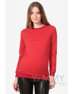 Свитшот для кормящих и беременных с секретом на молнии, красный