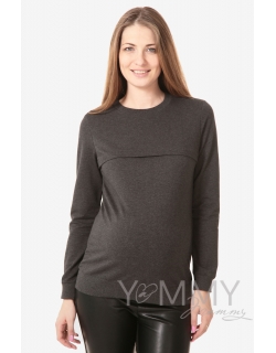 Свитшот для беременных и кормящих с секретом на молнии, темно-серый меланж