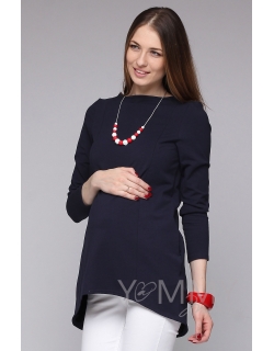 Туника для кормящих и беременных из футера, темно-синяя