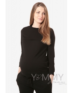 Свитшот для беременных и кормящих с секретом на молнии, черный