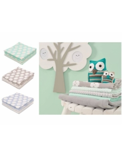 Муслиновые пеленки для новорожденных Jollein средние, Owl blue