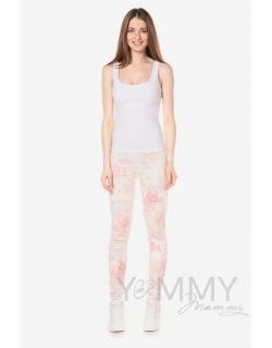 Брюки для беременных и родивших универсальные, из джинсы с цветочным принтом