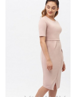 Платье для беременных и кормящих с юбкой "тюльпан" жемчужно-розовое