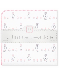 Фланелевая пеленка для новорожденного SwaddleDesigns Ultimate Garden Bunnie Pink