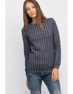 Свитшот для кормящих и беременных с узором "косы", синий меланж