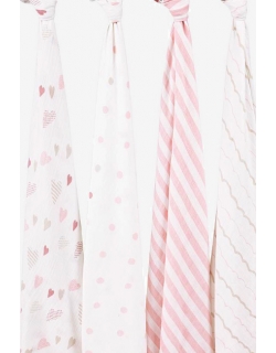 Муслиновые пеленки для новорожденных Aden&Anais большие, набор 4, Heart Breaker