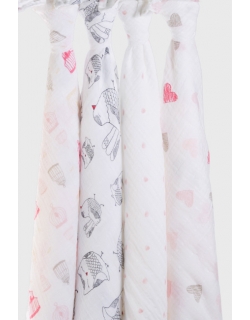 Муслиновые пеленки для новорожденных Aden&Anais большие, набор 4, Lovebird