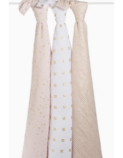 Муслиновые пеленки для новорожденных Aden&Anais мерцающие большие, набор 3, Metallic Primrose