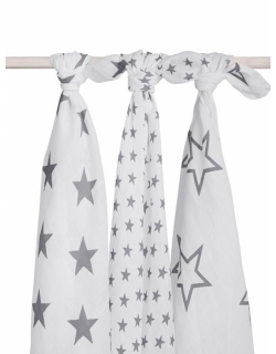 Муслиновые пеленки для новорожденных Jollein большие, Little Star Grey