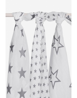 Муслиновые пеленки для новорожденных Jollein большие, Little Star Grey