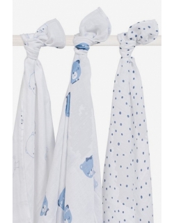 Муслиновые пеленки для новорожденных Jollein большие, Funny Bear Blue