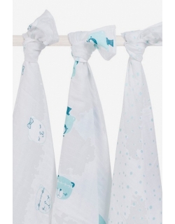 Муслиновые пеленки для новорожденных Jollein большие, Funny Bear Green