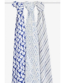 Бамбуковые пеленки для новорожденных Aden&Anais большие, набор 3, Indigo