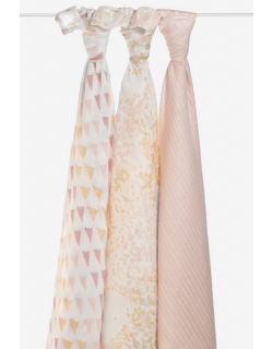 Бамбуковые пеленки для новорожденных Aden&Anais большие, набор 3, Metallic primrose