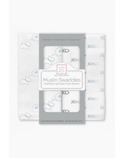 Муслиновые пеленки для новорожденных SwaddleDesigns большие, Blue Doggie XOXO