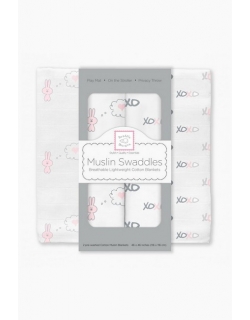 Муслиновые пеленки для новорожденных SwaddleDesigns большие, Pink Bunnie XOXO