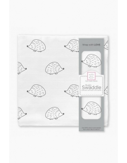 Муслиновая пеленка для новорожденных Swaddle Designs большая, Black Hedgehog