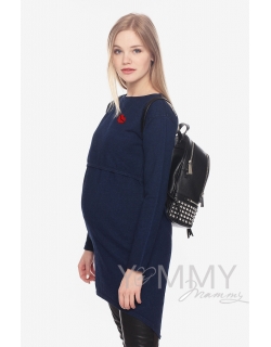 Платье-туника для беременных и кормящих с длинным рукавом, джинс