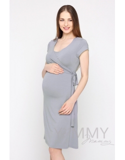 Платье на запах для кормящих и беременных, серый