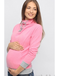 Толстовка для кормящих и беременных флисовая с завязками, цвет розовый