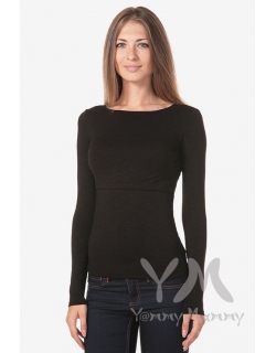 Лонгслив из вискозы для беременных и кормящих, черный