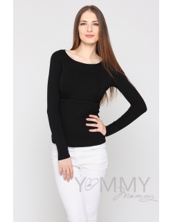Лонгслив для беременных и кормящих, черный