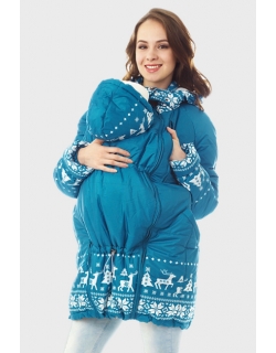 Зимняя слингокуртка Ingrid 3в1, олени лазурь