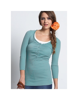 Топ для кормления Mothers en Vogue "Classic Layered Ribed", длинный рукав, нежно-бирюзовый