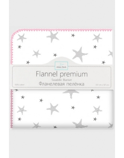 Фланелевая пеленка для новорожденных Adam Stork большая, принт Pink Stars